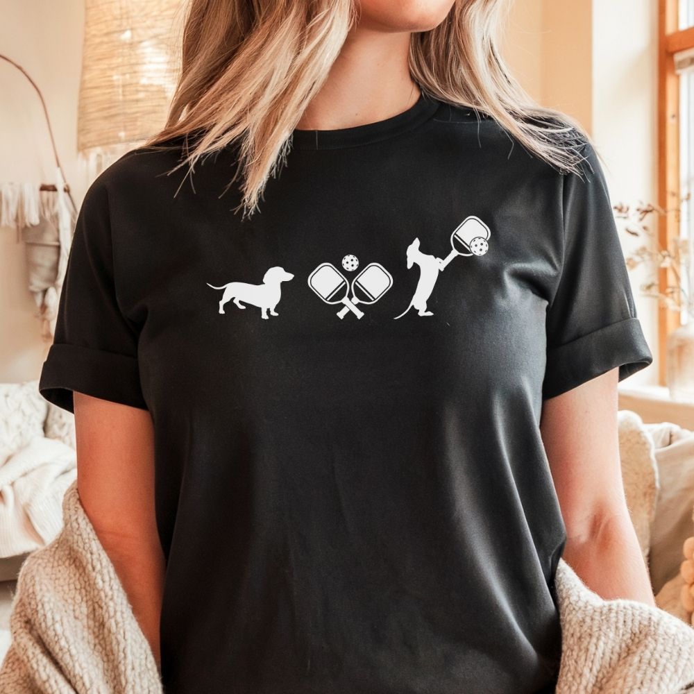 Pickleball Dachshund Tshirt, Pickleball Womens Tee