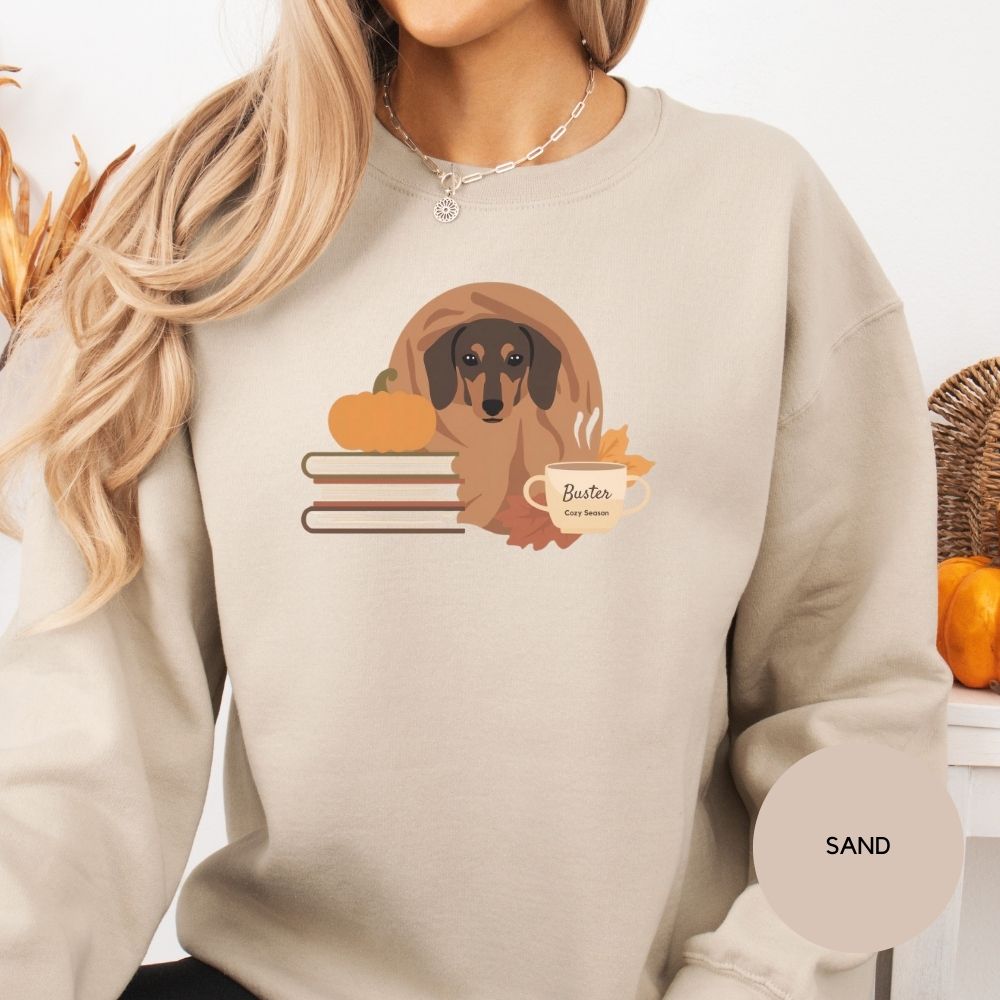 Custom Dachshund Sweatshirt, Dachshund Cozy Season Sweater