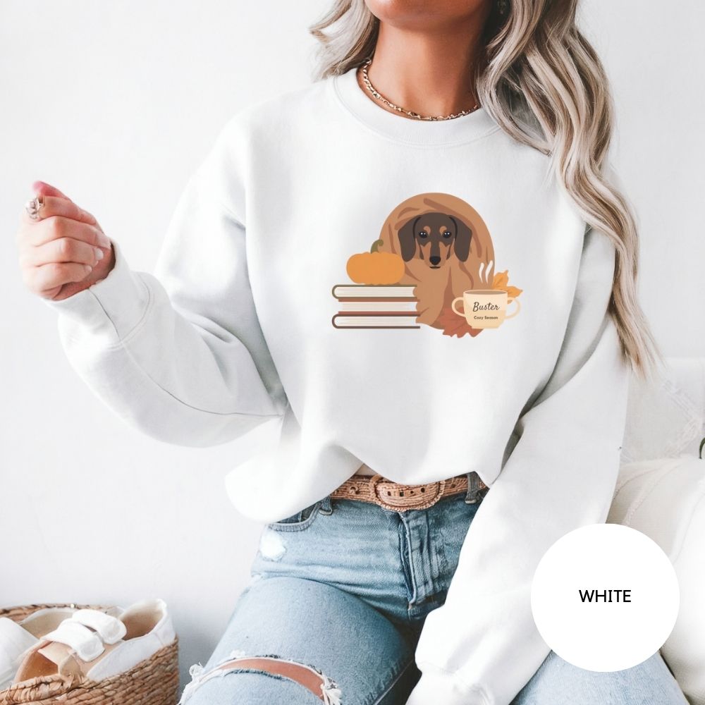 Custom Dachshund Sweatshirt, Dachshund Cozy Season Sweater