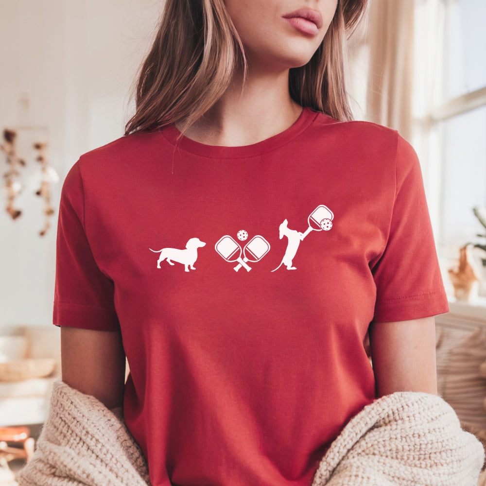 Pickleball Dachshund Tshirt, Pickleball Womens Tee