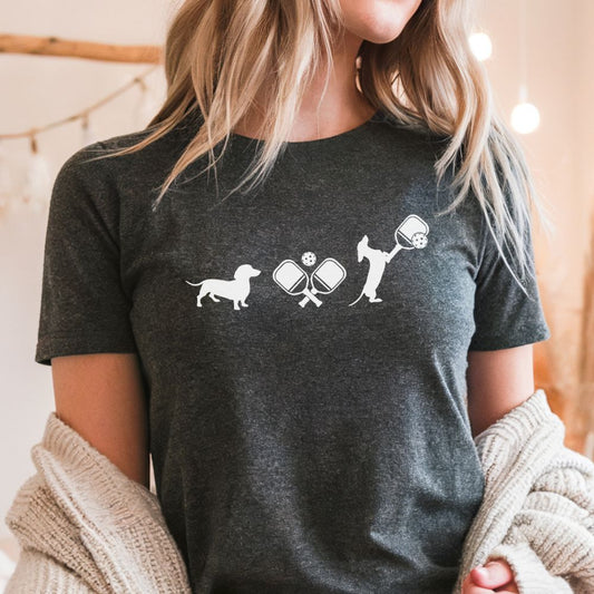 Pickleball Dachshund Tshirt, Pickleball Womens Tee
