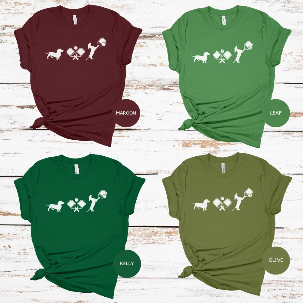 Pickleball Dachshund Tshirt, Pickleball Womens Tee