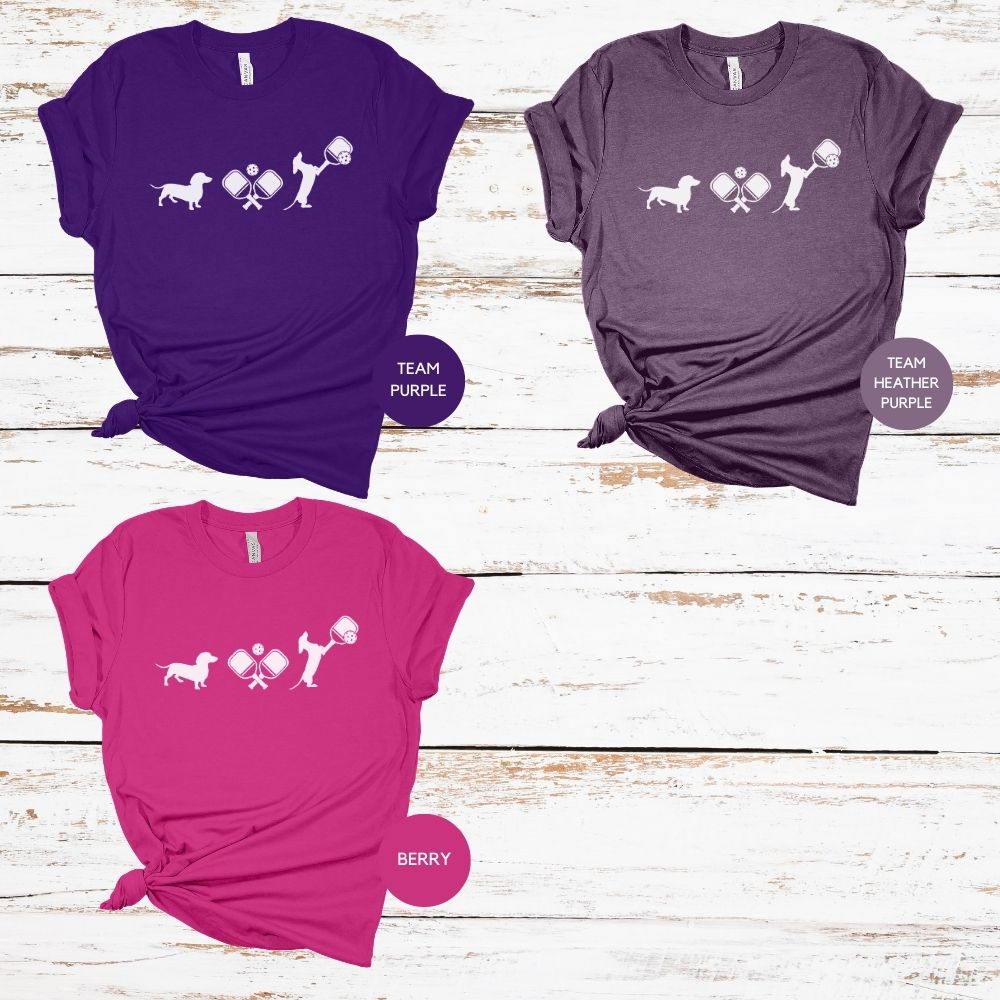 Pickleball Dachshund Tshirt, Pickleball Womens Tee