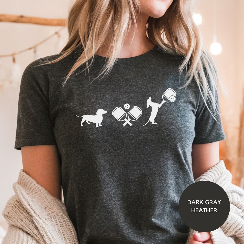 Pickleball Dachshund Tshirt, Pickleball Womens Tee