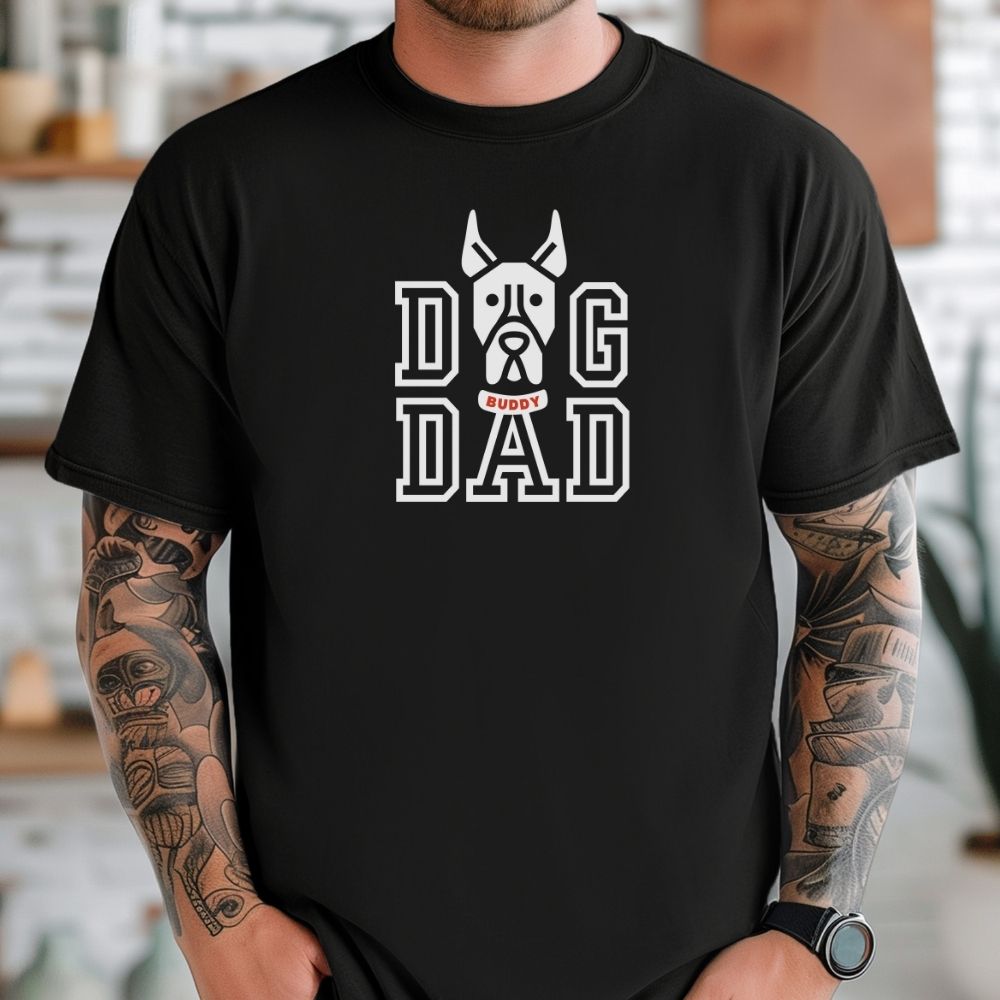 Personalized Great Dane Dog Dad T-Shirt, Comfort Colors 1717, Crewneck Neckline