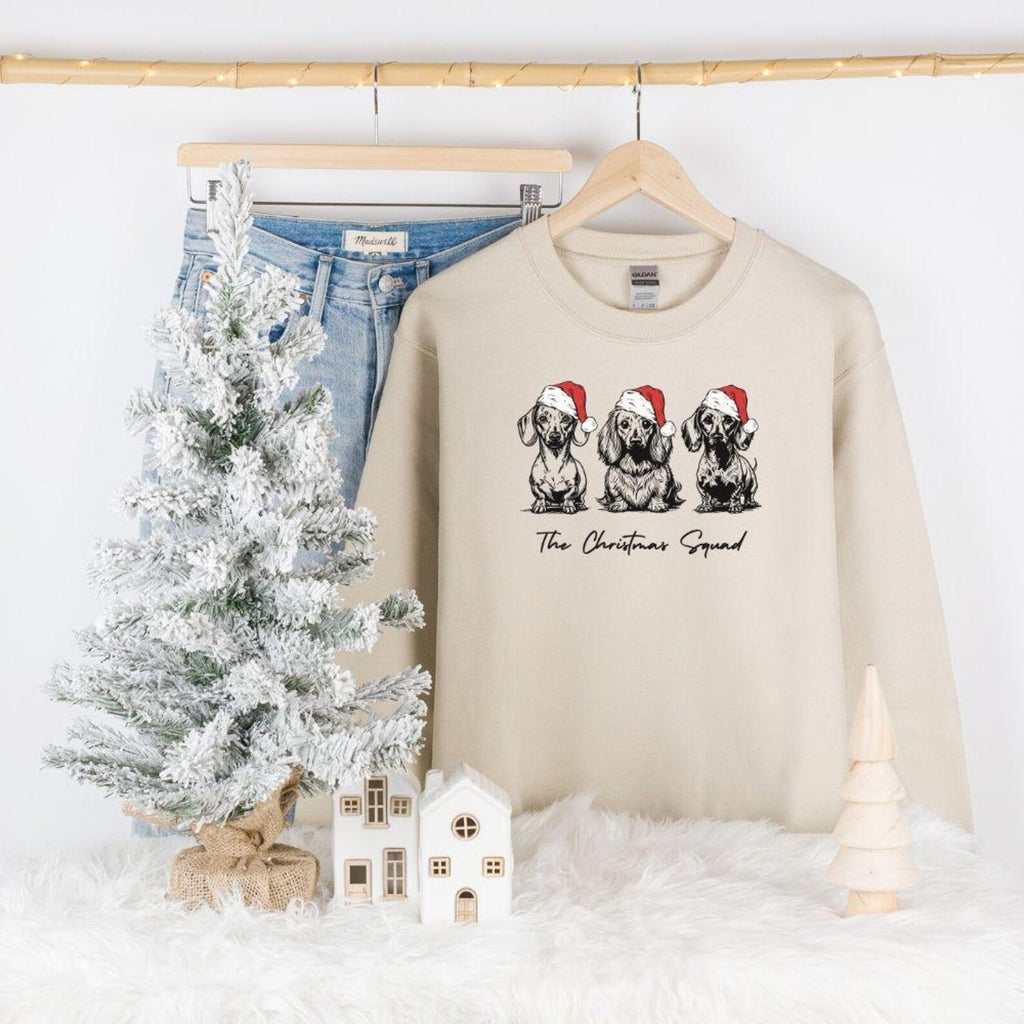 Dachshund Christmas Sweatshirt, The Christmas Squad Doxie Crewneck