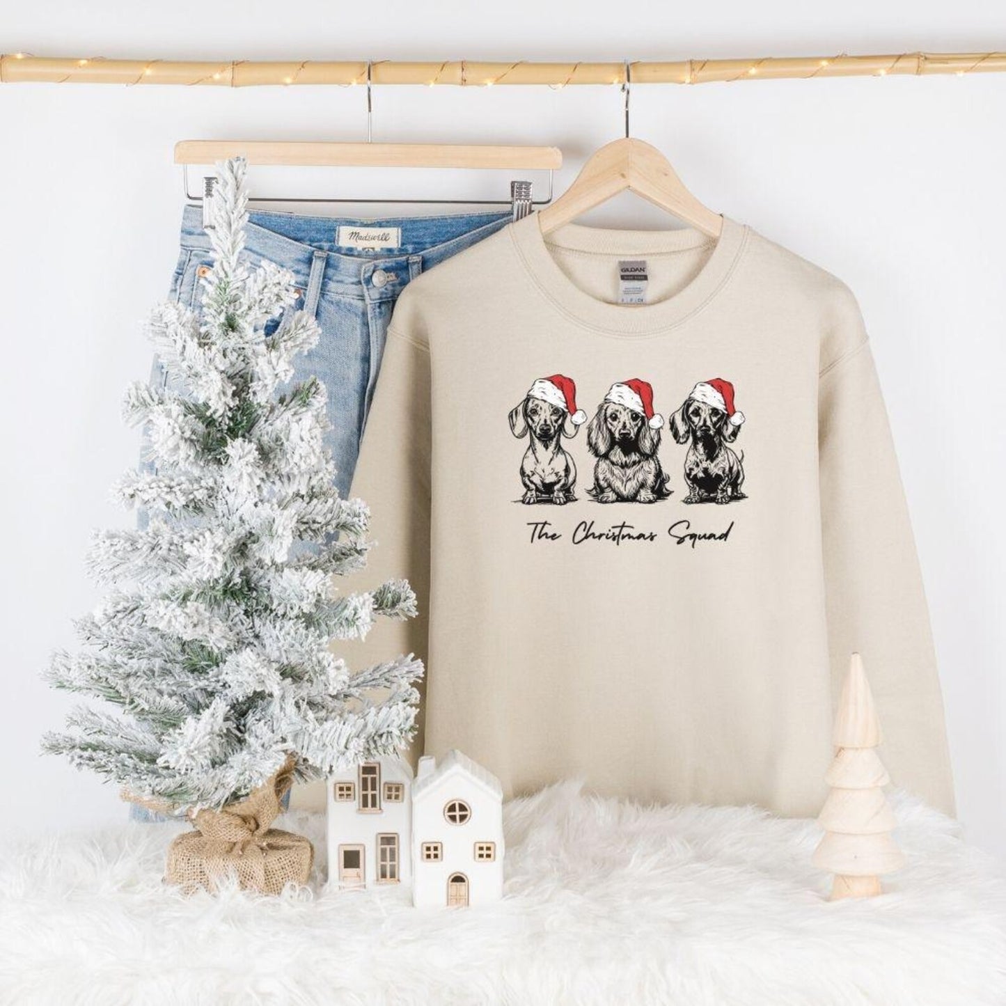 Dachshund Christmas Sweatshirt, The Christmas Squad Doxie Crewneck