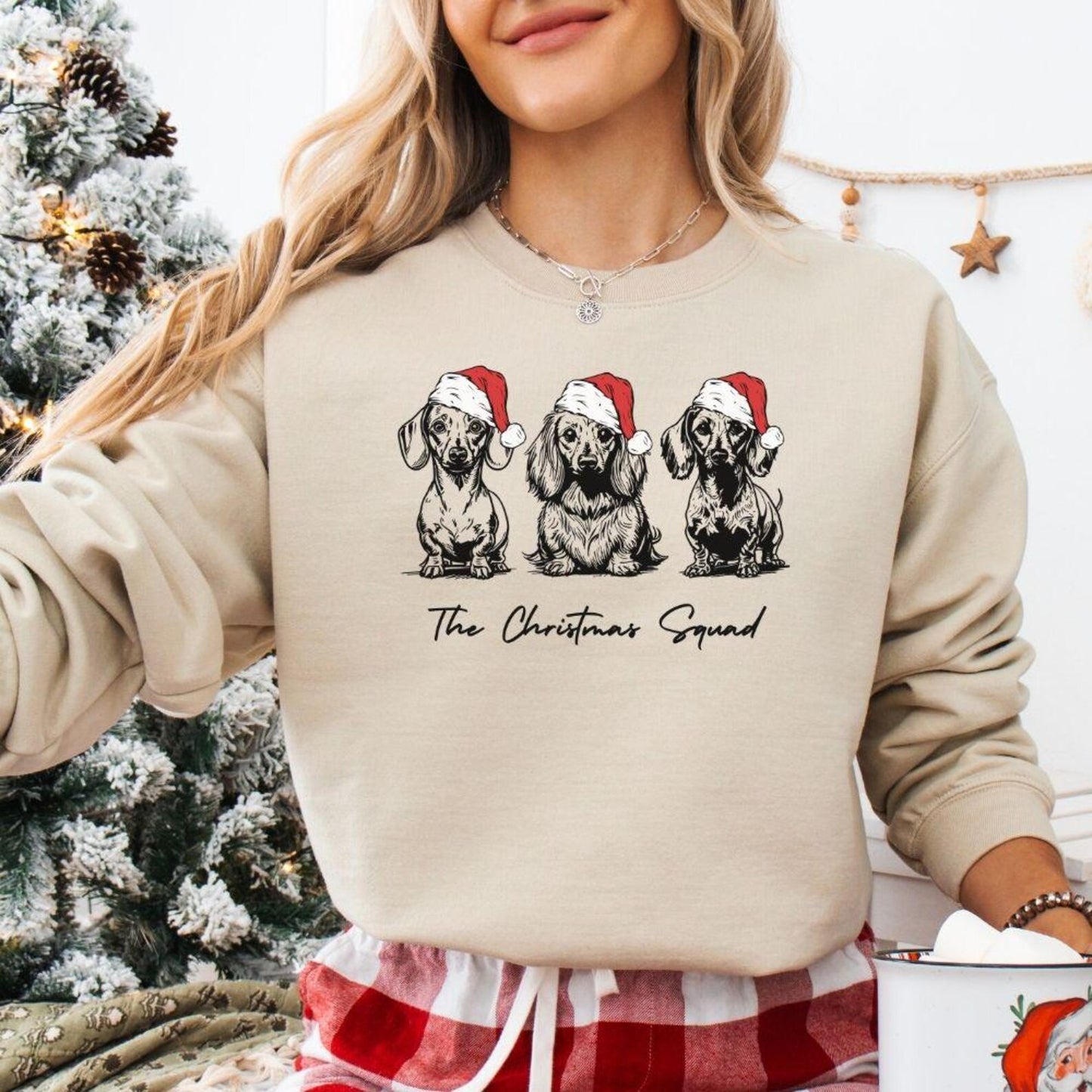 Dachshund Christmas Sweatshirt, The Christmas Squad Doxie Crewneck